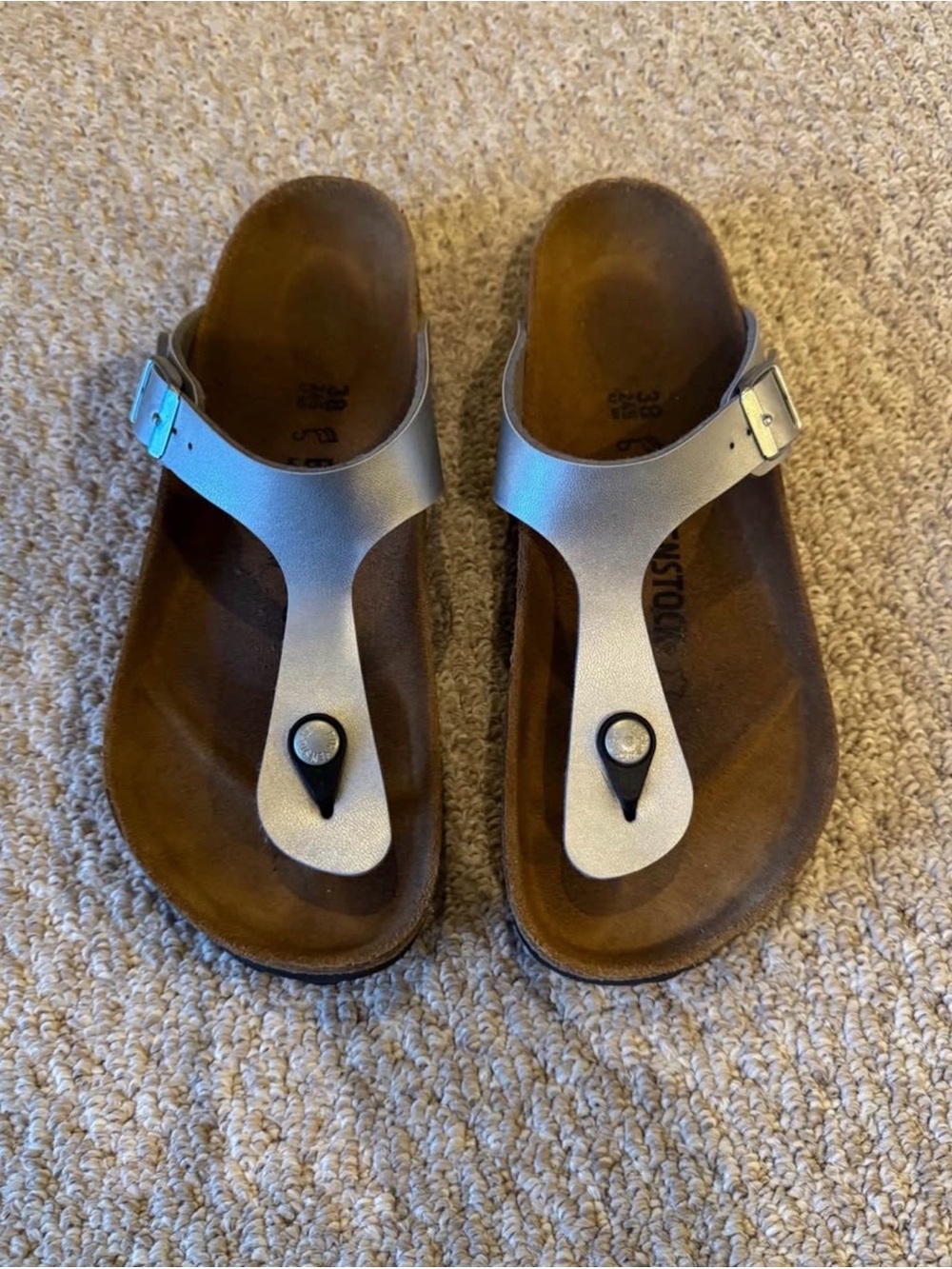 Birkenstock Silver Metallic Gizeh Thong Sandals